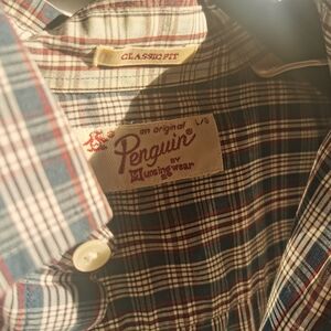 Original Penguin Navy, Burgundy and White Checkered Button-Down Shirt Size L